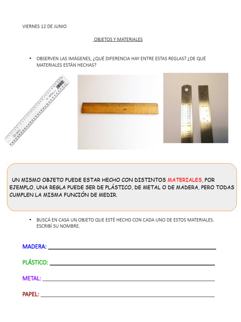 Diferencias de Materiales en Objetos | PDF