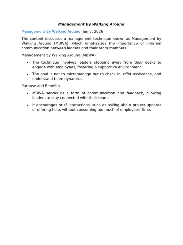 Module 4 - 4 Management by Walking Around | PDF