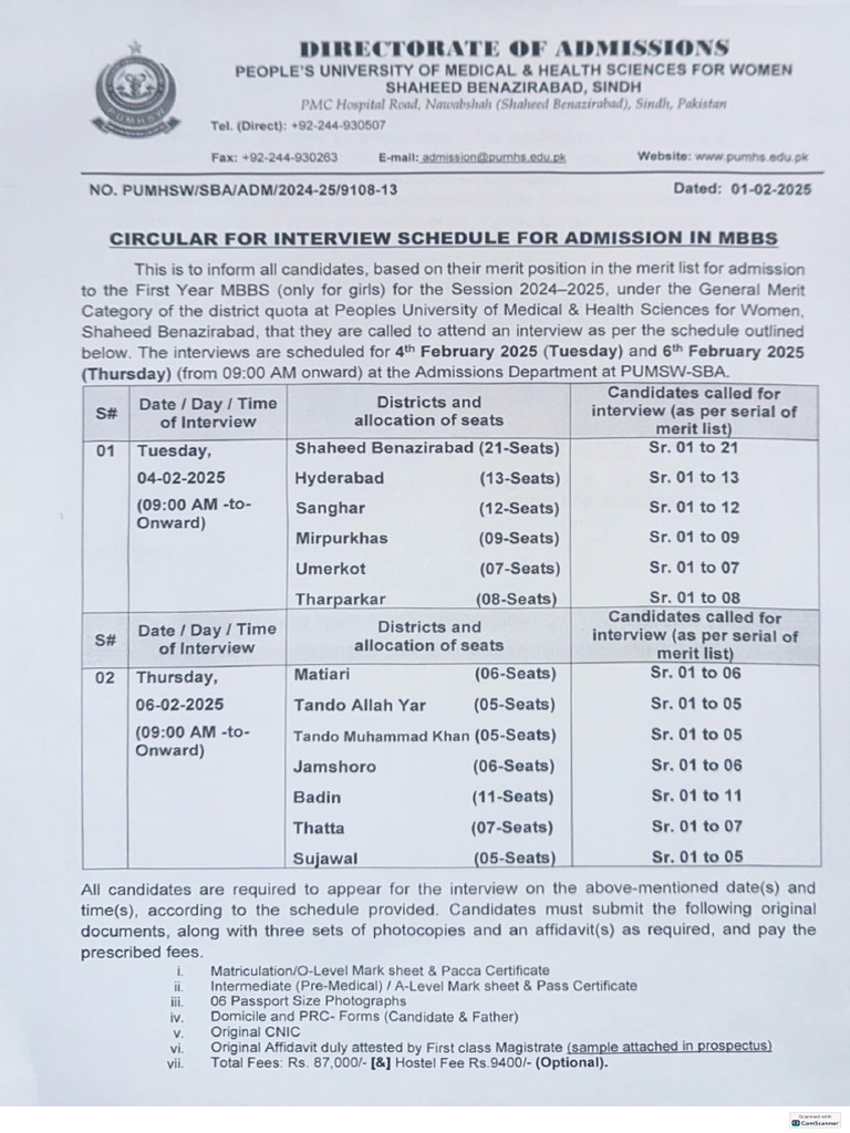 Circular Mbbs Interview 2025 | PDF