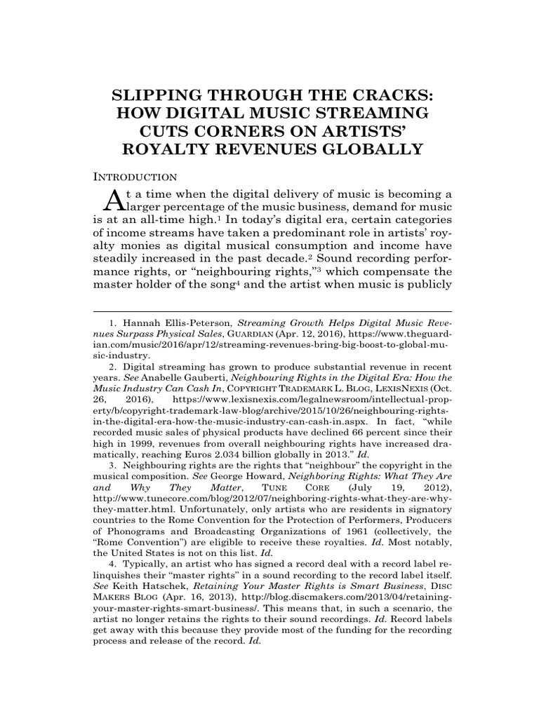 Slipping Through the Cracks How Digital Music Streaming Cuts Corners on ...