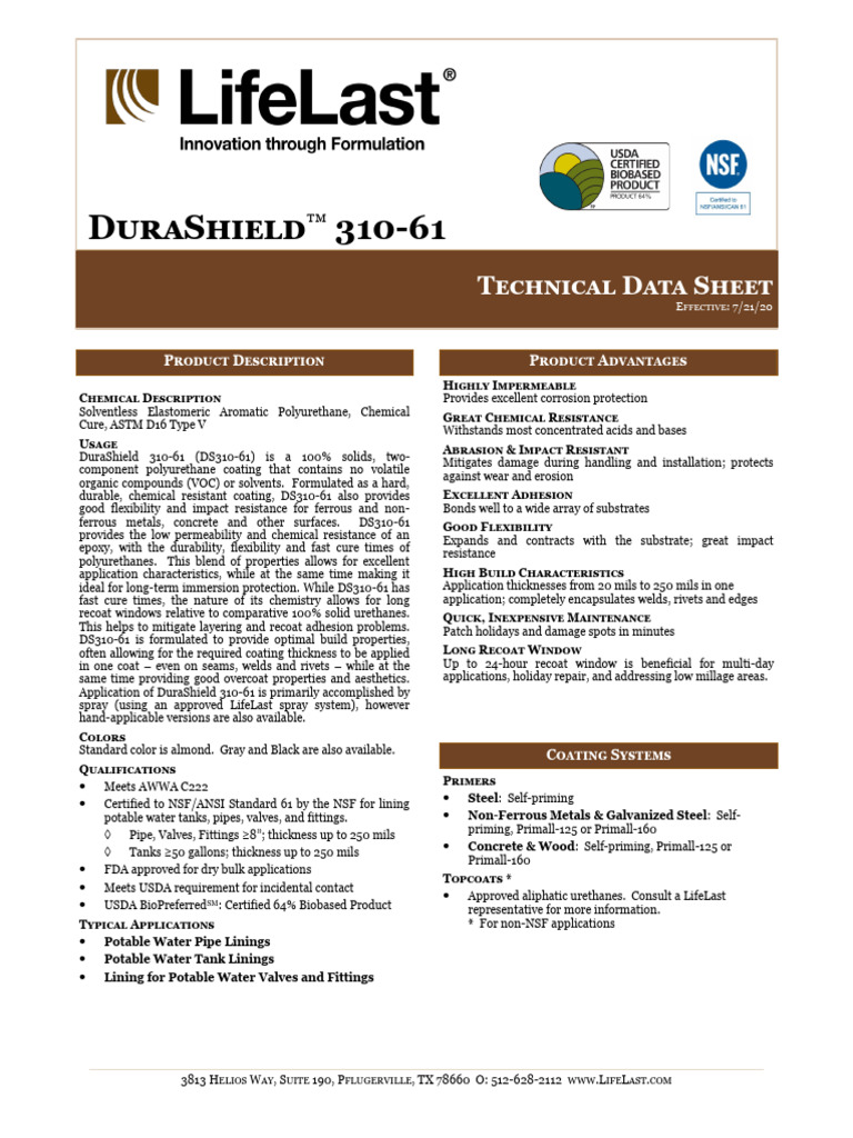 DuraShield 310-61 Technical Data Sheet | PDF | Coating | Welding