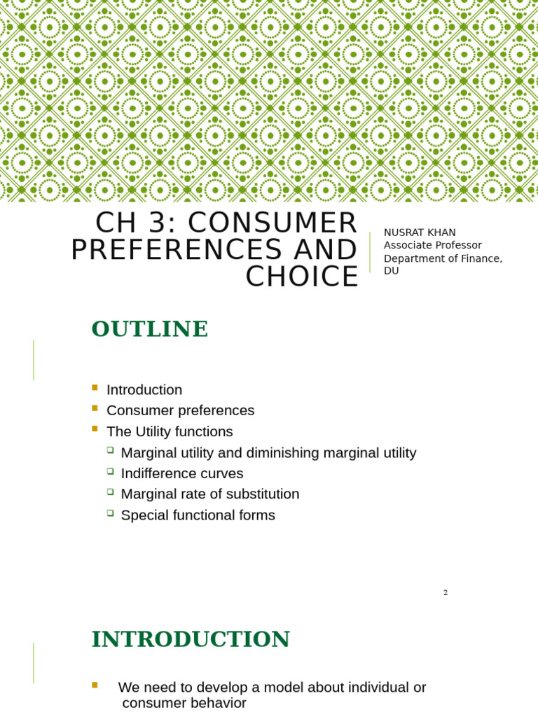 Consumer Preferences and Utility Analysis | PDF | Utility | Economics
