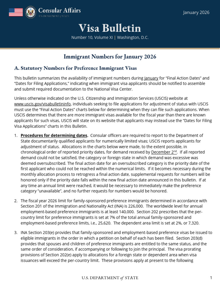 January 2026 Visa Bulletin Summary | PDF | Immigration Law | Society Of ...