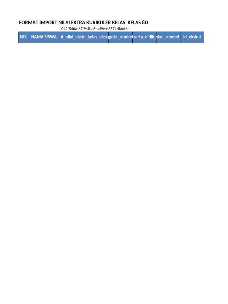 F Nilai Ekskulwalas Kelas 8D | PDF