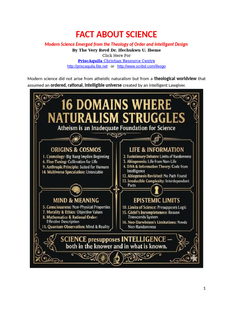 FACT ABOUT SCIENCE Where Naturalistic Atheism Fails Science | PDF ...