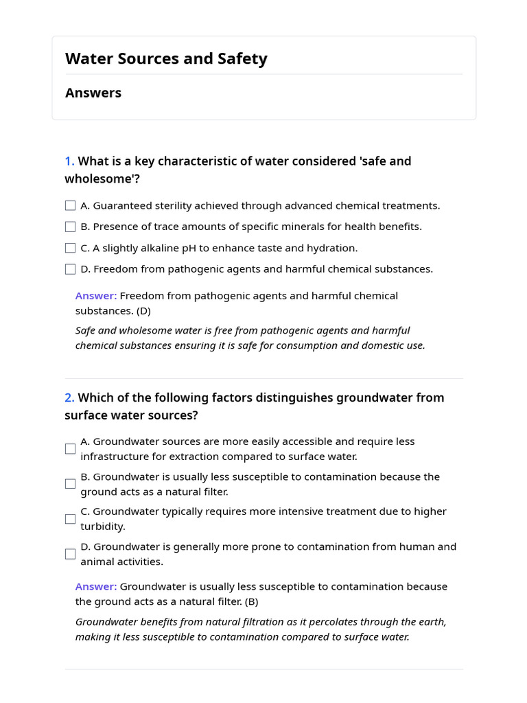 Understanding Water Safety and Sources | PDF | Water | Groundwater