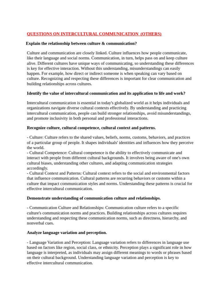 Intercultural Communication Insights | PDF | Cross Cultural ...