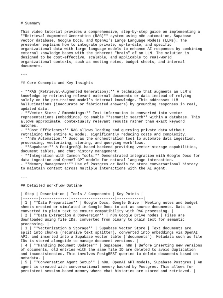 RAG System Setup with n8n & Supabase | PDF | Computing | Information ...