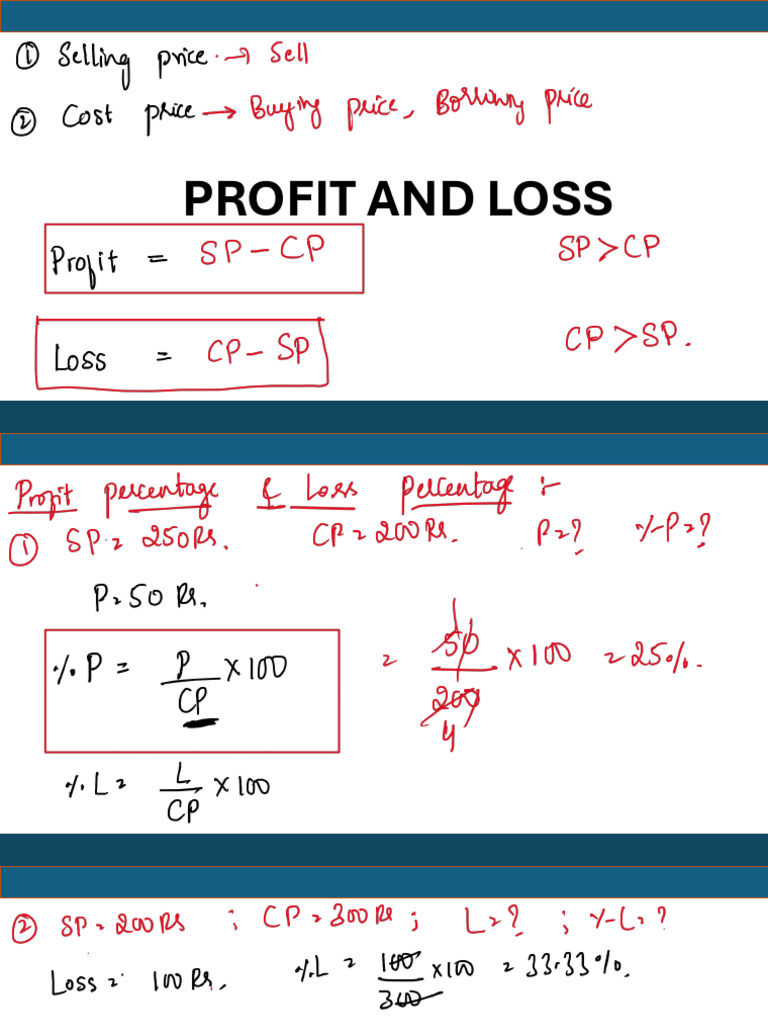 Profit and Loss Calculation Examples | PDF