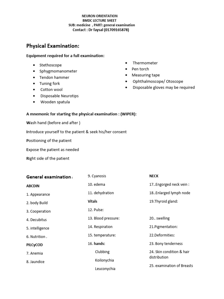 Comprehensive Guide to Physical Examination | PDF | Anemia | Atrium (Heart)