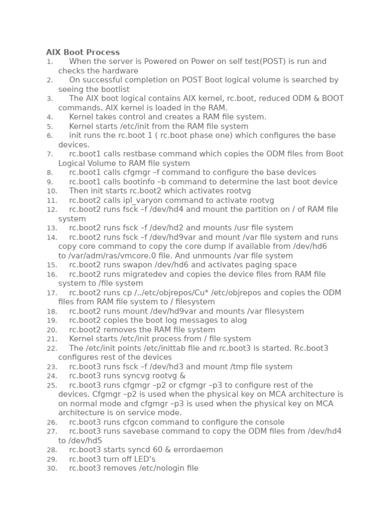 AIX Boot Process Docx | PDF | Computer Network | Computer Cluster