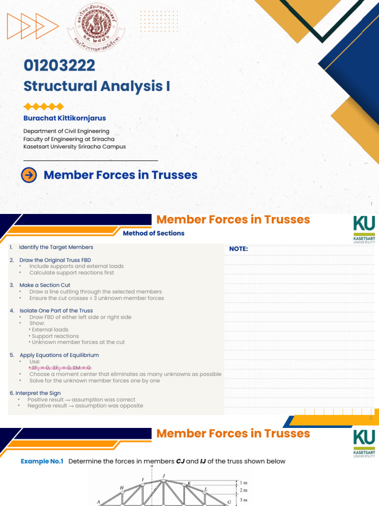 Member Forces in Trusses Explained | PDF | Structural Analysis | Truss