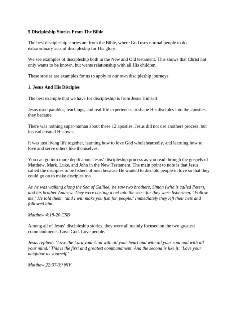 Biblical Discipleship Stories Explained | PDF | Disciple (Christianity ...
