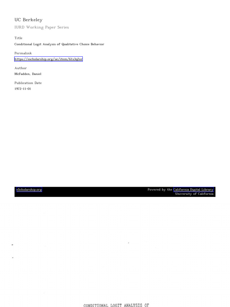 Conditional Logit Analysis Paper | PDF