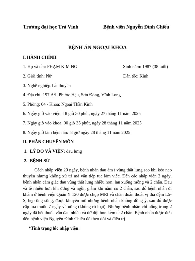 Ba Ngoại Thần Kinh TVĐĐ CSTL | PDF