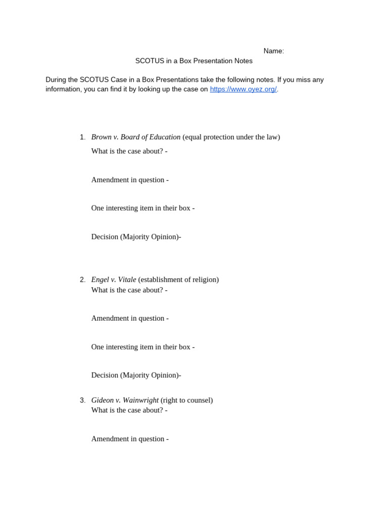 SCOTUS Case Presentation Notes | PDF | Supreme Court Of The United ...