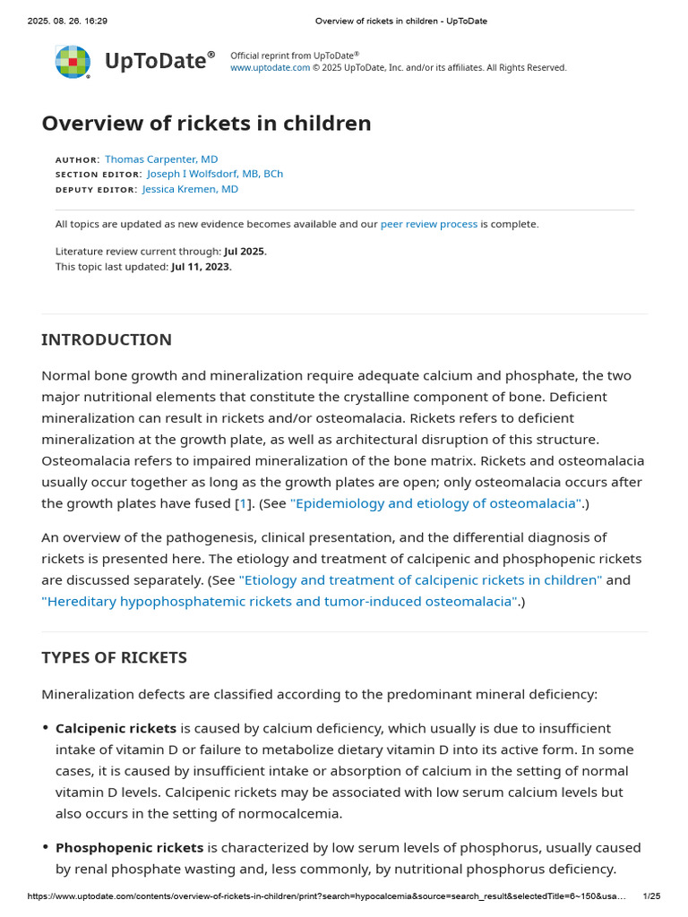 Rickets in Children: Overview & Causes | PDF | Vitamin D