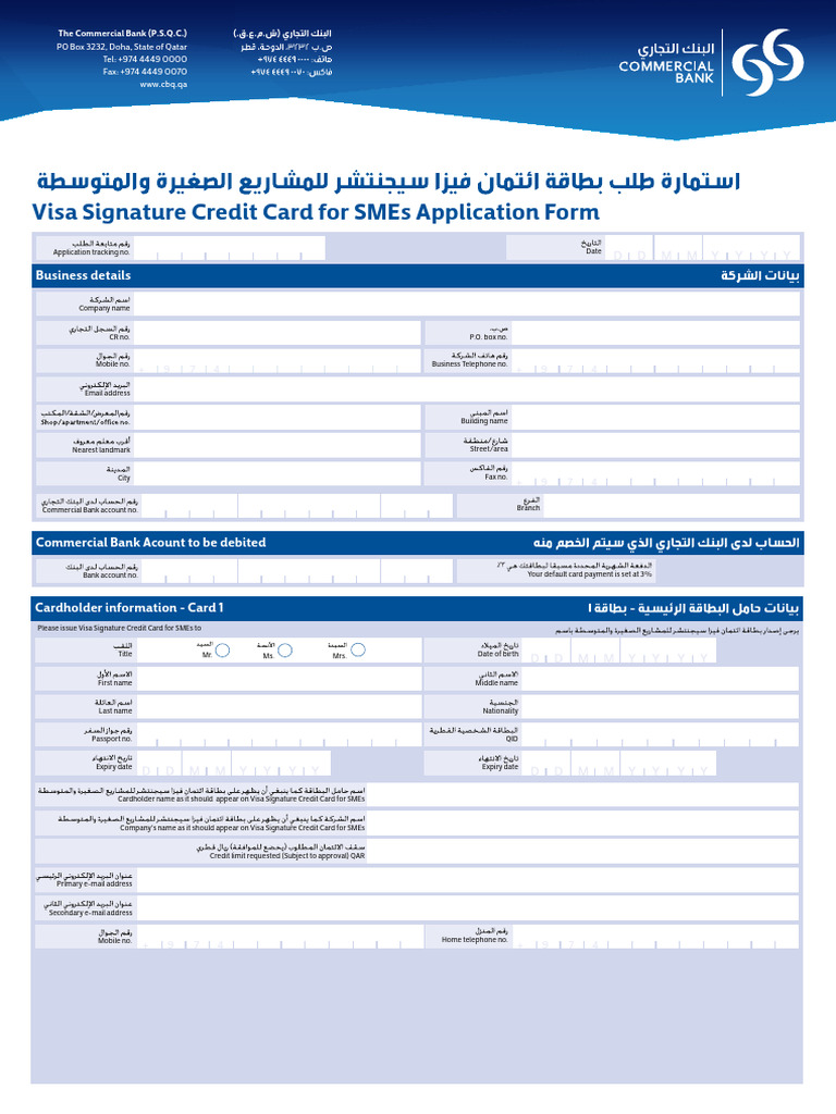 Visa Signature Credit Card Application for SMEs | PDF | Credit Card ...
