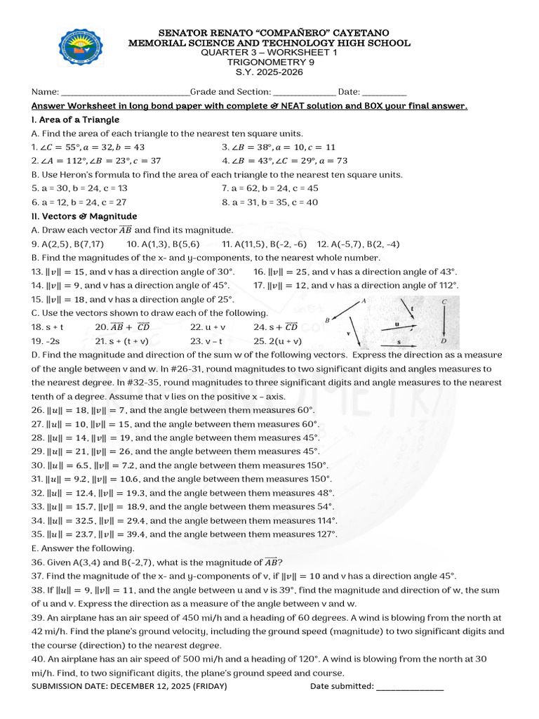 Q3 Worksheet 1 Pdf Angle Elementary Mathematics