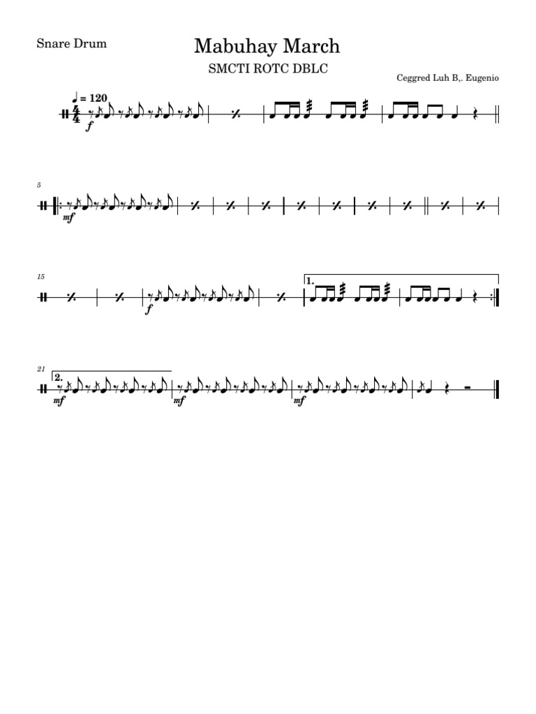 Mabuhay March-Snare Drum | PDF