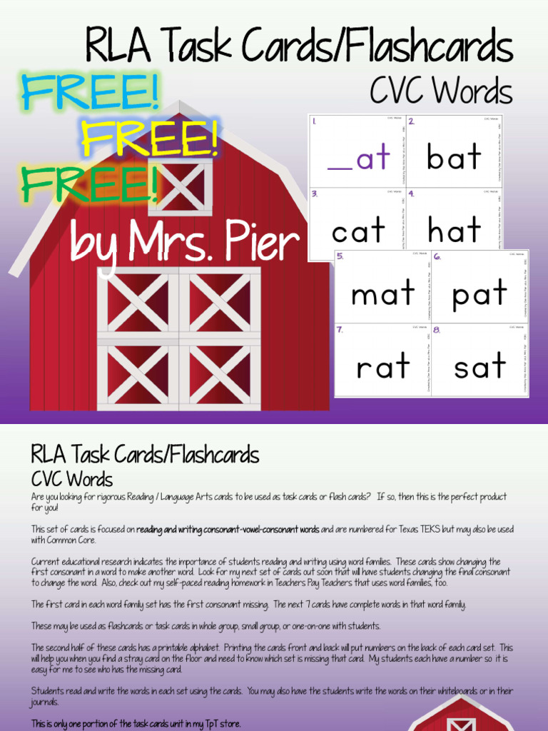 RLA Task Cards/Flashcards: Free! | PDF | Chess Theory | Chess