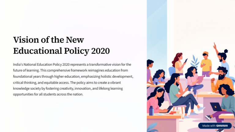 Vision of The New Educational Policy 2020 | PDF