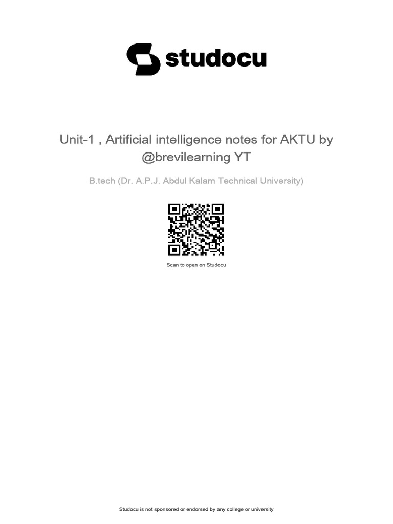Unit-1, Artificial Intelligence Notes For AKTU by @brevilearning YT ...