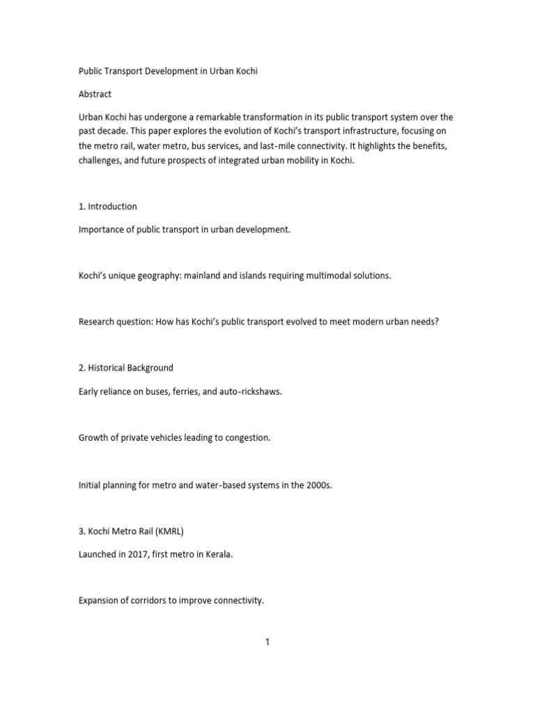 Urban Transport Evolution in Kochi | PDF | Public Transport | Transport