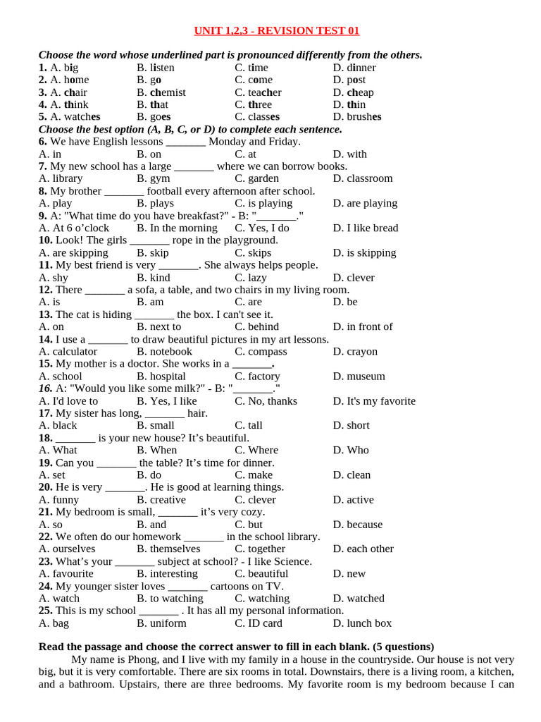 KS ANh 6- unit 123 | PDF