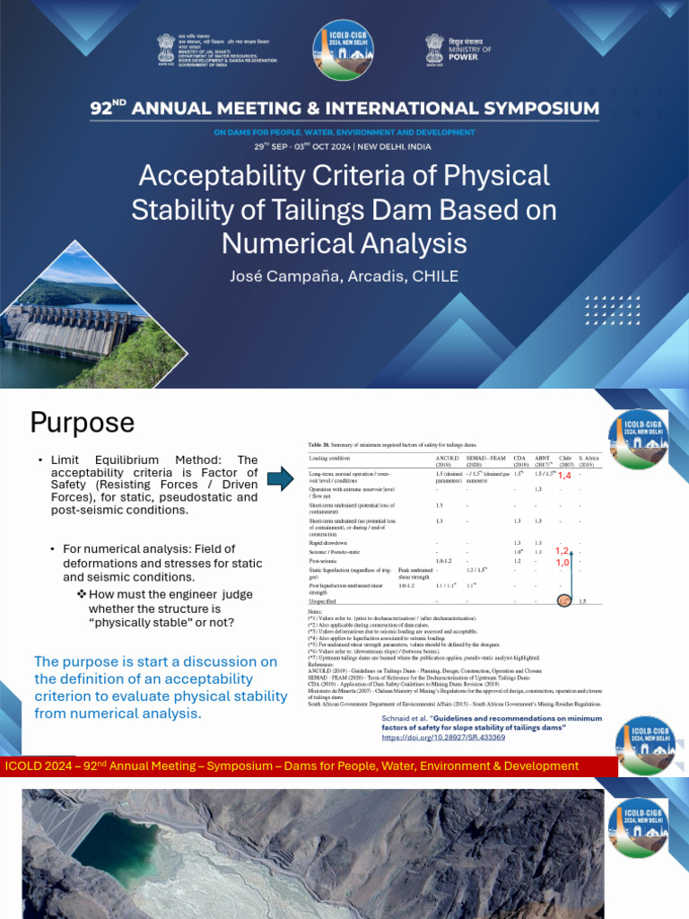 Tailings Dam Stability Criteria Analysis | PDF | Earthquakes | Dam