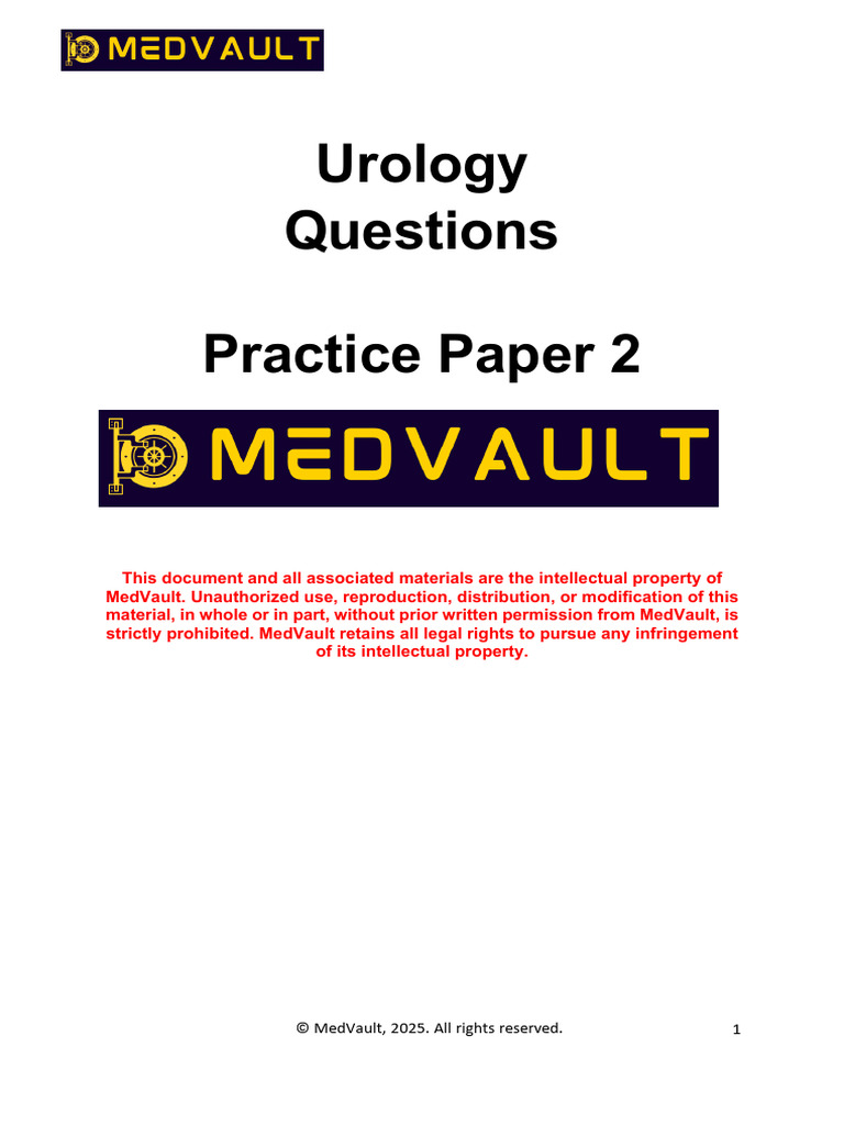 Urology Practice Paper Questions | PDF | Diseases And Disorders | Urology