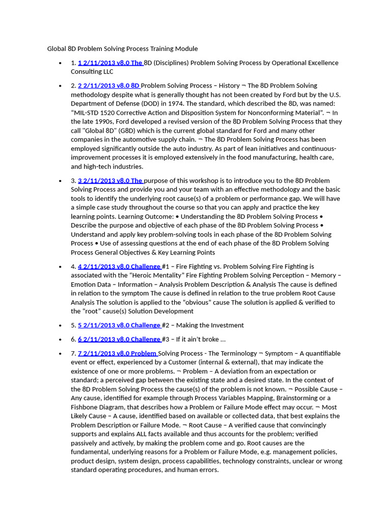Global 8D Problem Solving Training Module | PDF | Histogram