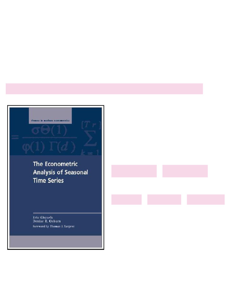 (Ebook) The Econometric Analysis of Seasonal Time Series by Eric ...