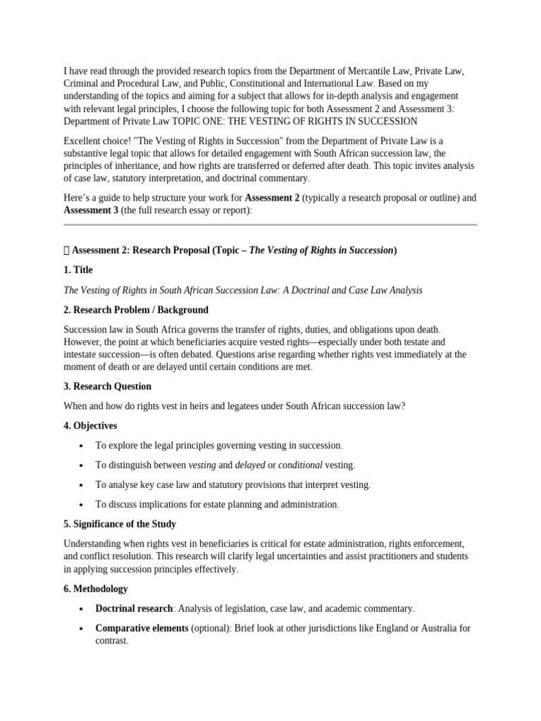 Vesting Rights in South African Succession | PDF | Occupational Safety ...