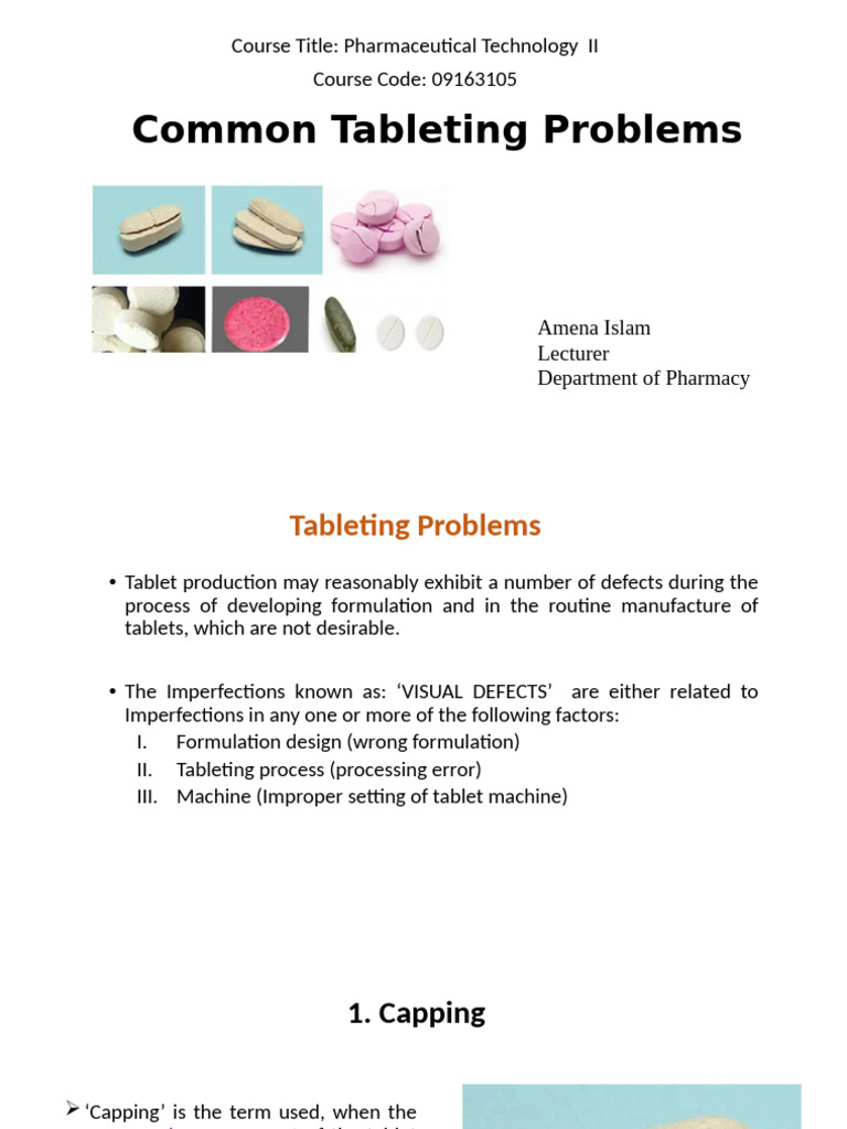 Common Tablet Production Defects Guide | PDF | Tablet (Pharmacy ...