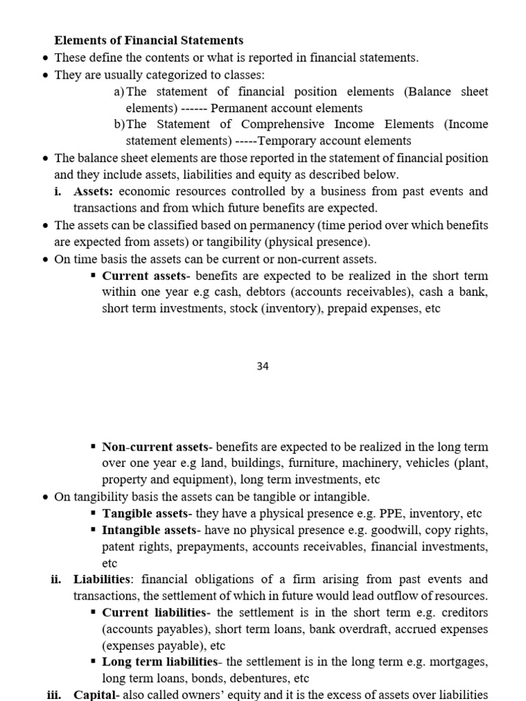 Financial Statement Elements Explained | PDF | Expense | Balance Sheet