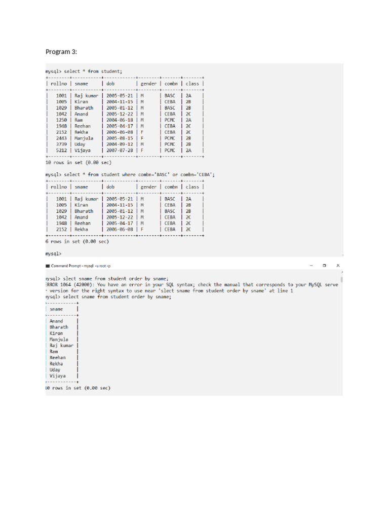 Mysql Output 3 | PDF