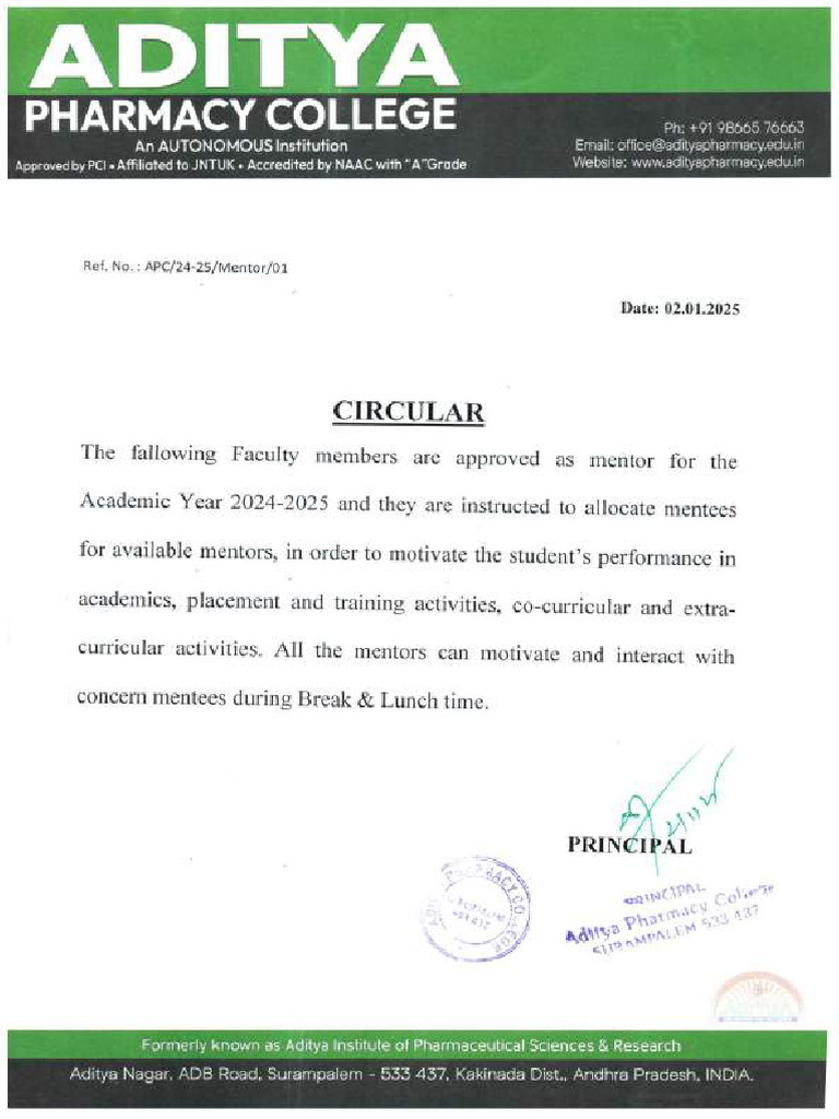 12. Circulars Pertaining to Assigning Mentors to Mentees | PDF