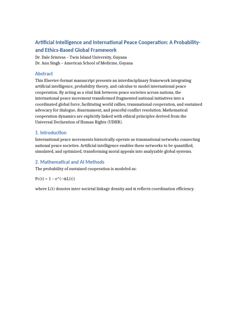AI Framework for Global Peace Cooperation | PDF | Peace | Artificial ...