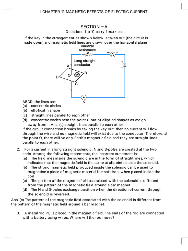 Magnetic Effects of Electric Current Explained | PDF | Magnetic Field ...