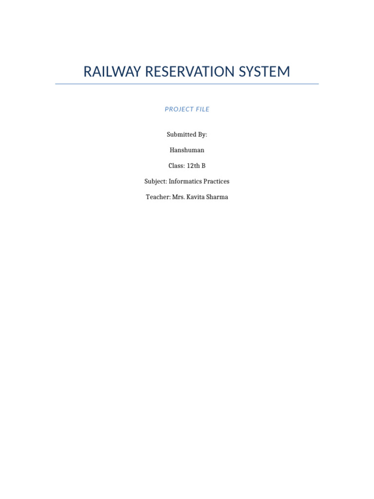 Hanshuman 12th b Railway Reservation System i.p | PDF | Python ...