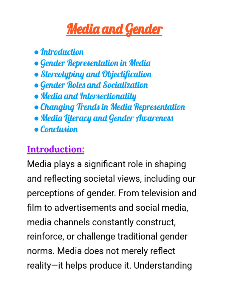 Media and Gender-1 | PDF | Gender | Gender Studies