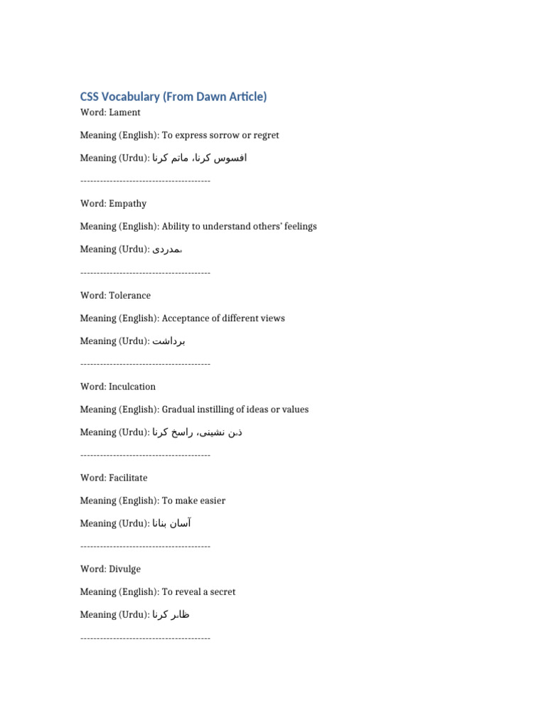 Essential CSS Vocabulary Explained | PDF