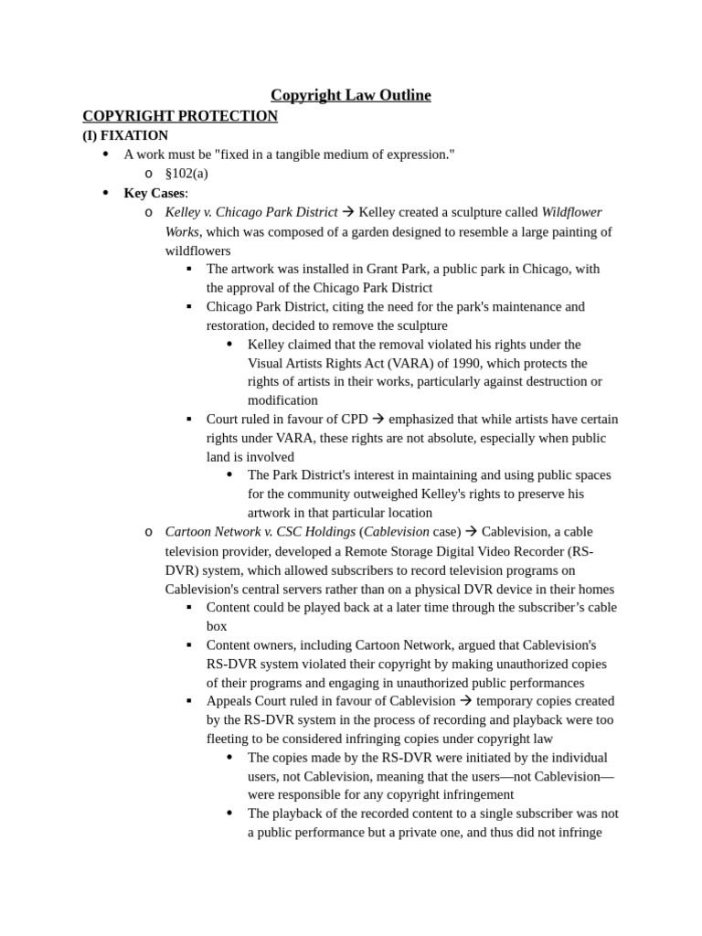 Copyright Law Overview and Key Cases | PDF | Secondary Liability ...