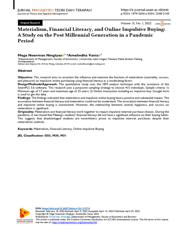 Materialism and Online Impulse Buying Study | PDF | Structural Equation ...