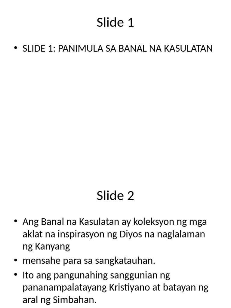 Complete Panimula Sa Banal Na Kasulatan | PDF