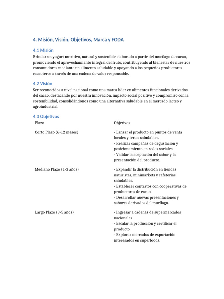 Misión y Estrategias de MusaLac | PDF | Marca | Alimentos
