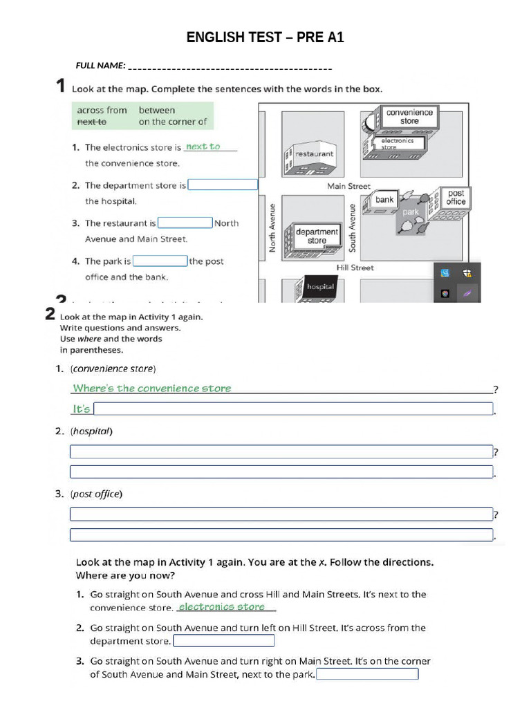 English Test A1 | PDF