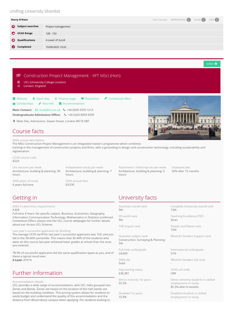 UCL MSci Construction Project Management | PDF | University College ...