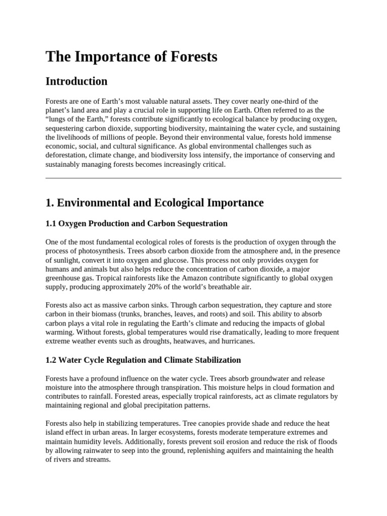 The Vital Role of Forests in Ecosystems | PDF | Forests | Carbon ...